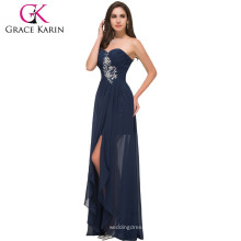 Grace Karin Strapless Sweetheart Chiffon Long Navy Blue Vestidos de noite baratos feitos na China CL3443-1